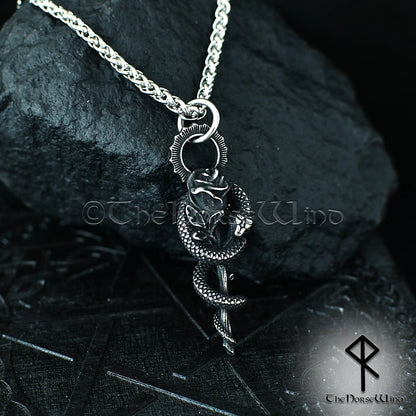 Gothic Snake Rose Necklace – Stainless Steel Serpent & Rose Pendant
