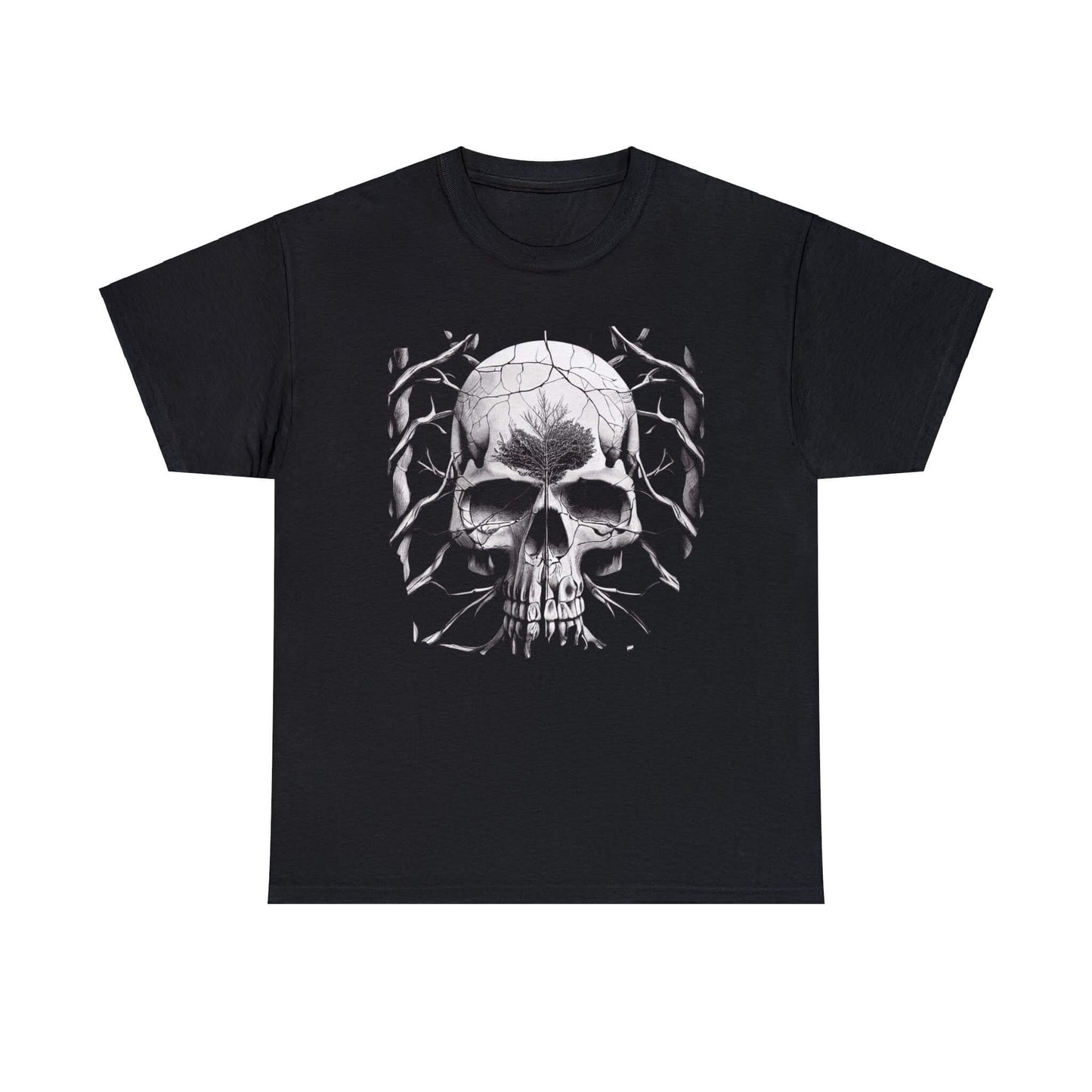 Gothic Skull and Tree T-Shirt, nordisch inspirierte alternative Mode, Unisex S-5XL