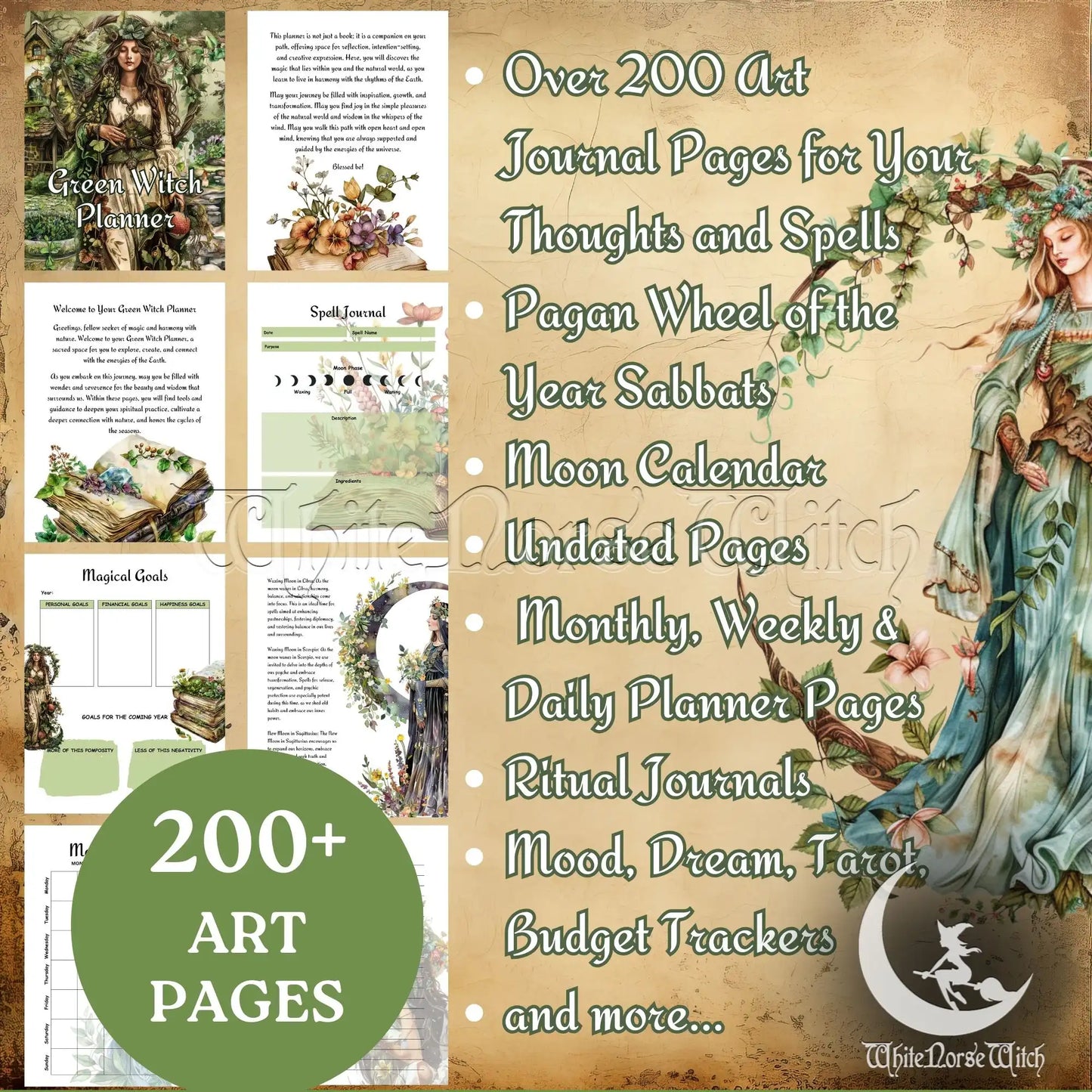 Green Witch Digital Planner | 200+ Pages Witchy Journal & Grimoire - The Norse Wind