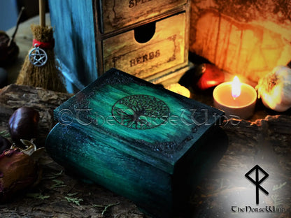 Futhark Rune Stones Set in Yggdrasil Wooden Box