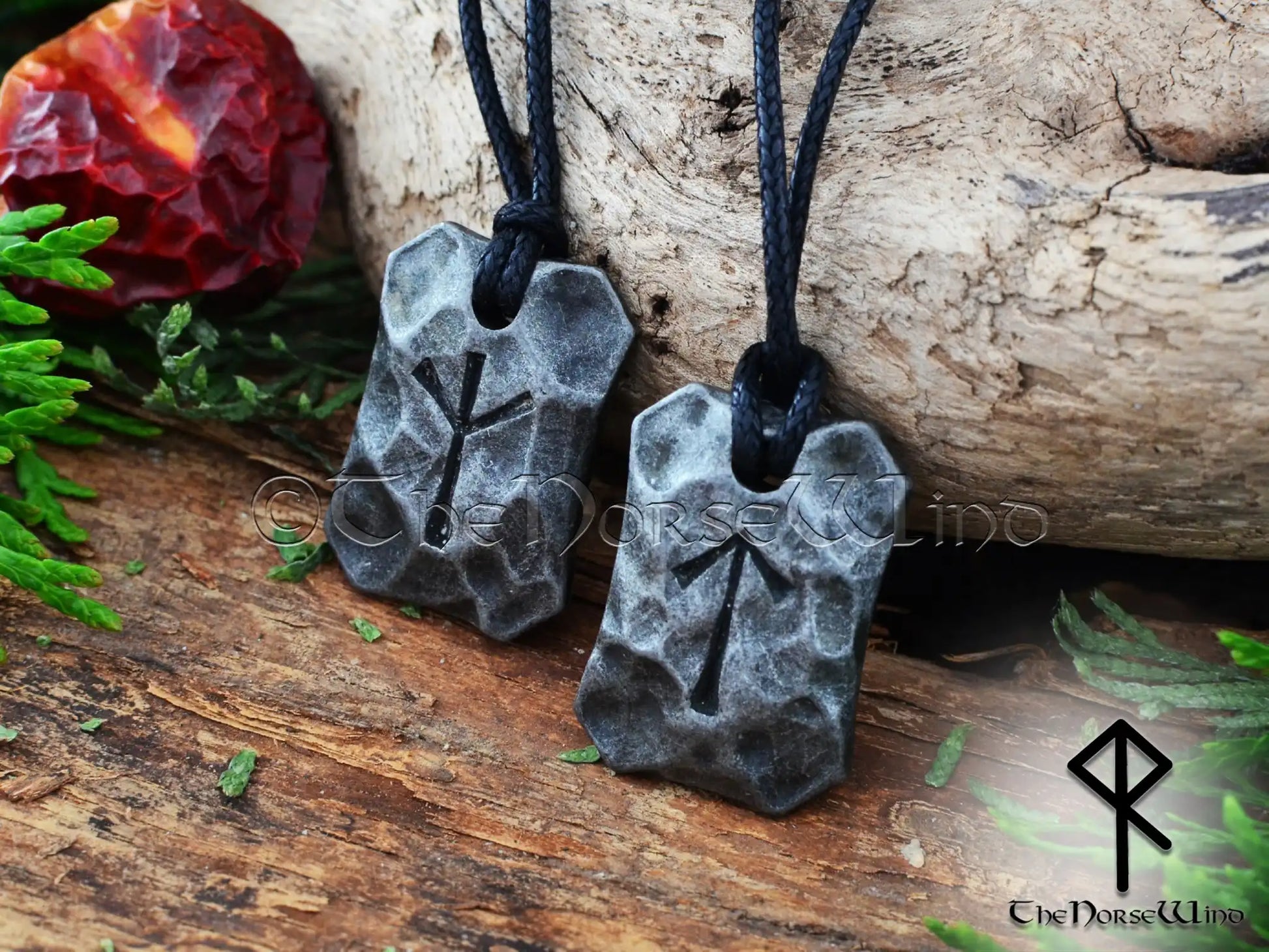 Hand-Forged Viking Runes Pendant, Hammered Iron Necklace | The Norse Wind