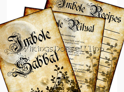 Imbolc Sabbat Grimoire - Wheel of the Year - 10 PDF Printable Art Pages, Digital Book of Shadows