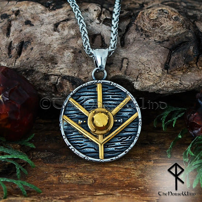 Lagertha Shieldmaiden Viking Necklace - Stainless Steel Pendant with 14K Gold Plating