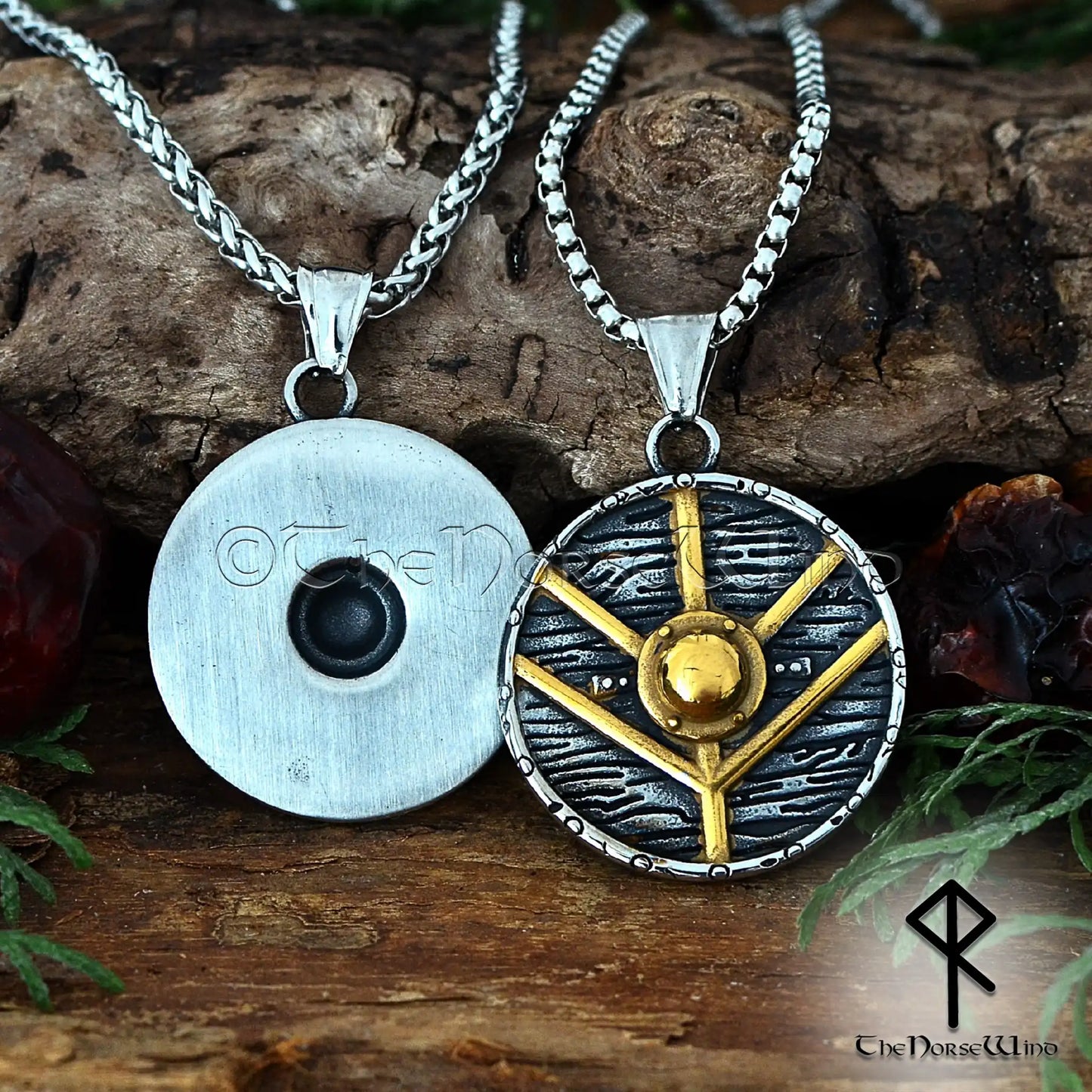 Lagertha Shieldmaiden Viking Necklace - Norse Warrior Pendant in Stainless Steel with 14K Gold Plating