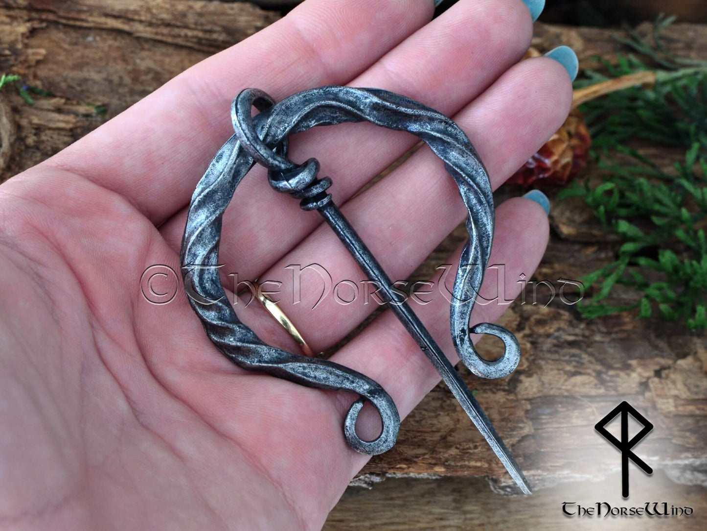 Penannular Pin, Rustic Copper Cloak Pin, Hand Forged Viking Brooch