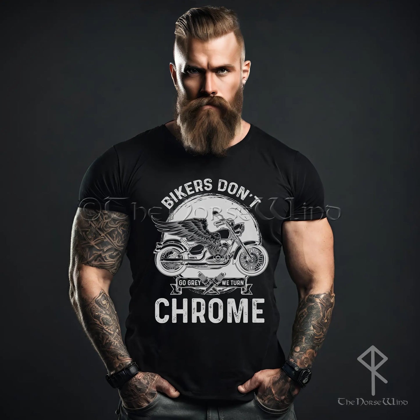 Motorcycle T-Shirt - Bikers Don't Go Grey, We Turn Chrome, Harley Biker Club Shirt