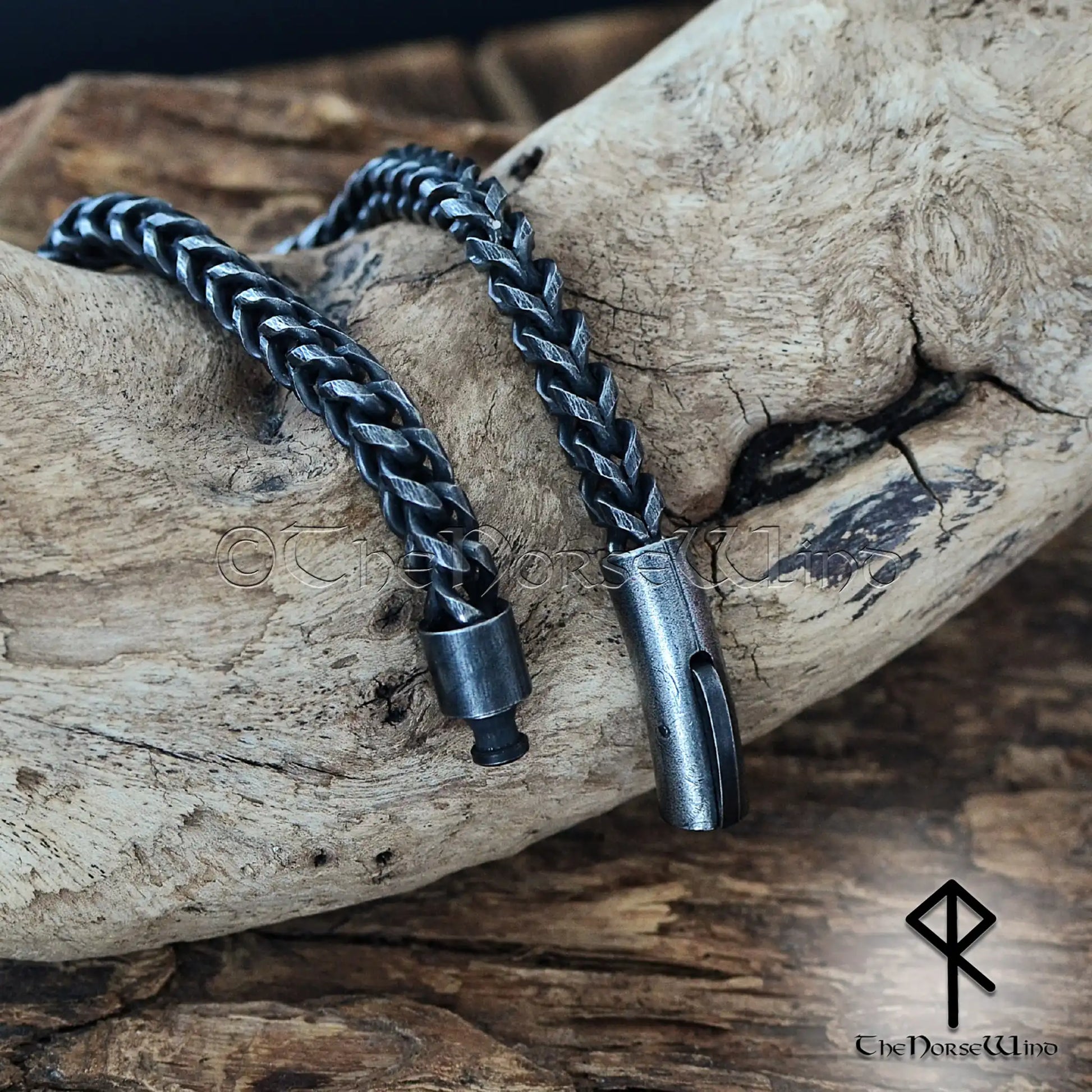 Viking Chain Bracelet, Solid Gunmetal Steel, 6mm Foxtail Franco Viking Chain Bracelet, Solid Gunmetal Steel, 6mm Foxtail Franco