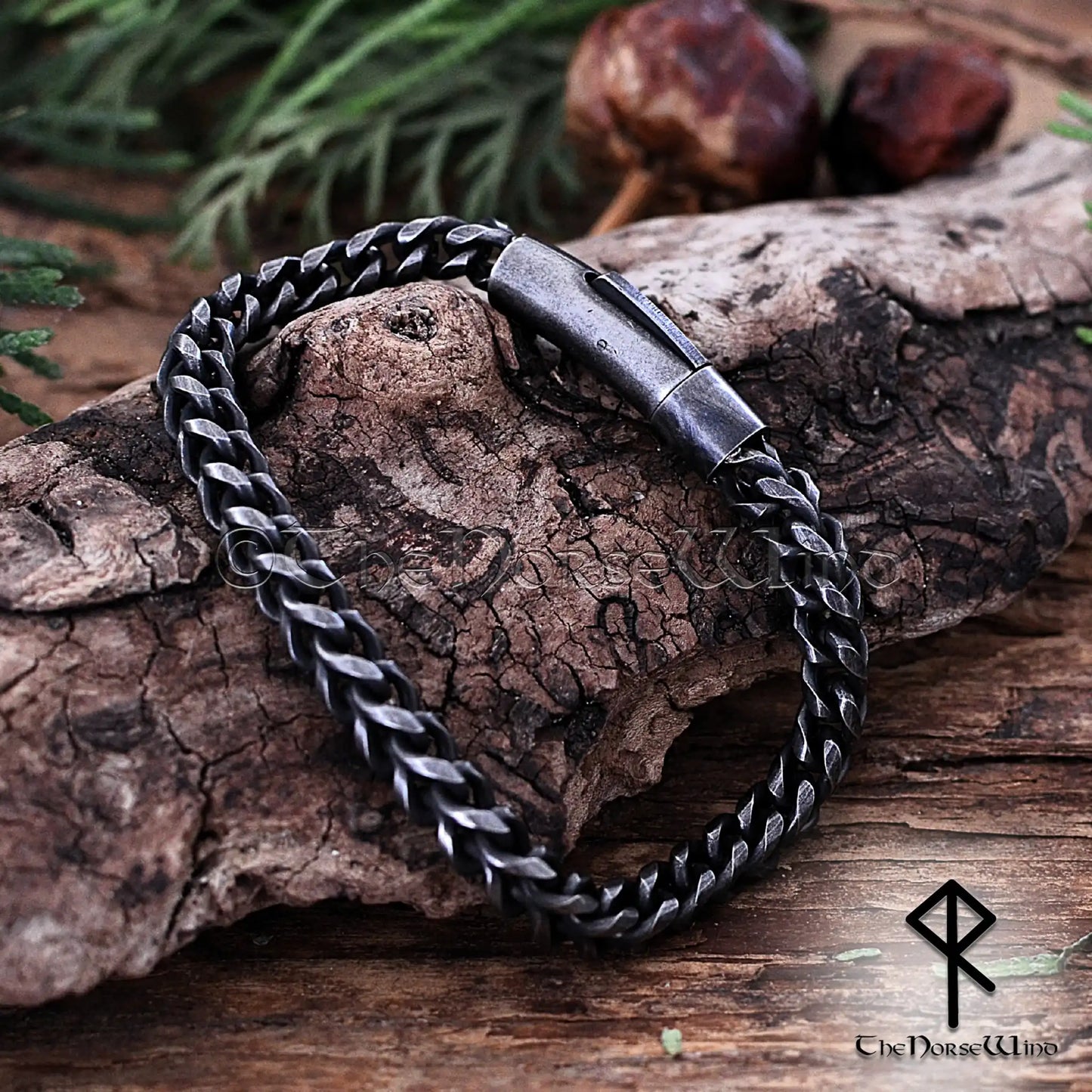 Solid Gunmetal Viking Chain Bracelet | 6mm Foxtail & Franco Link Heavy Men's Bracelet