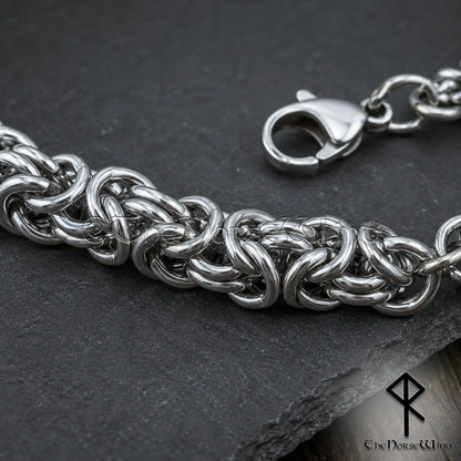 Men’s Byzantine Chain Viking Bracelet – 7mm Solid Stainless Steel King Chain