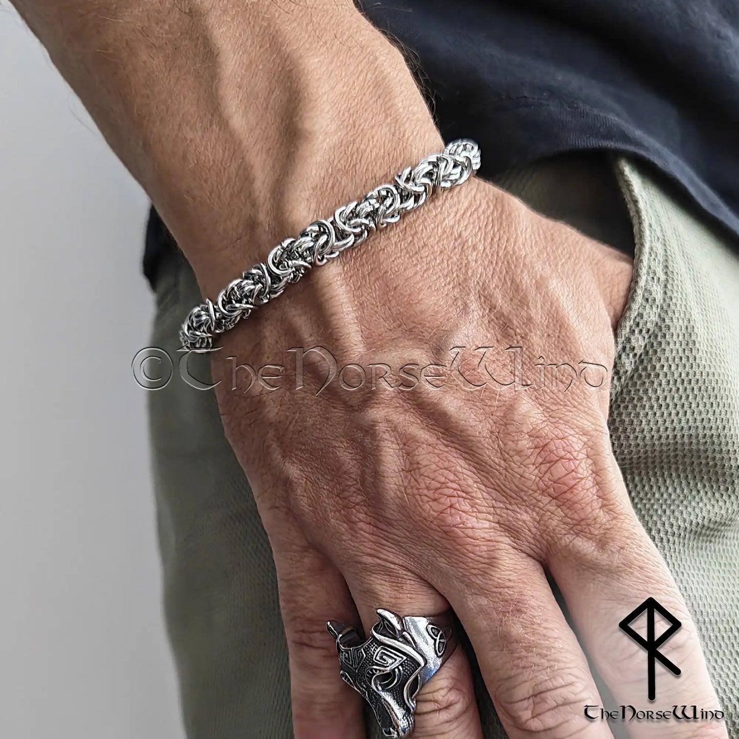 Men’s Byzantine Chain Viking Bracelet – 7mm Solid Stainless Steel King Chain