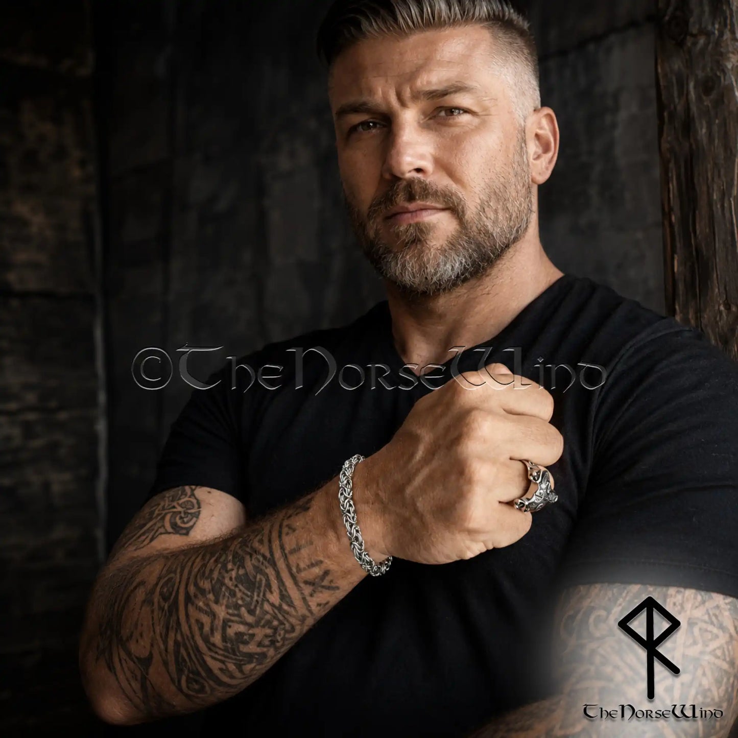 Men’s Byzantine Chain Viking Bracelet – 7mm Solid Stainless Steel King Chain