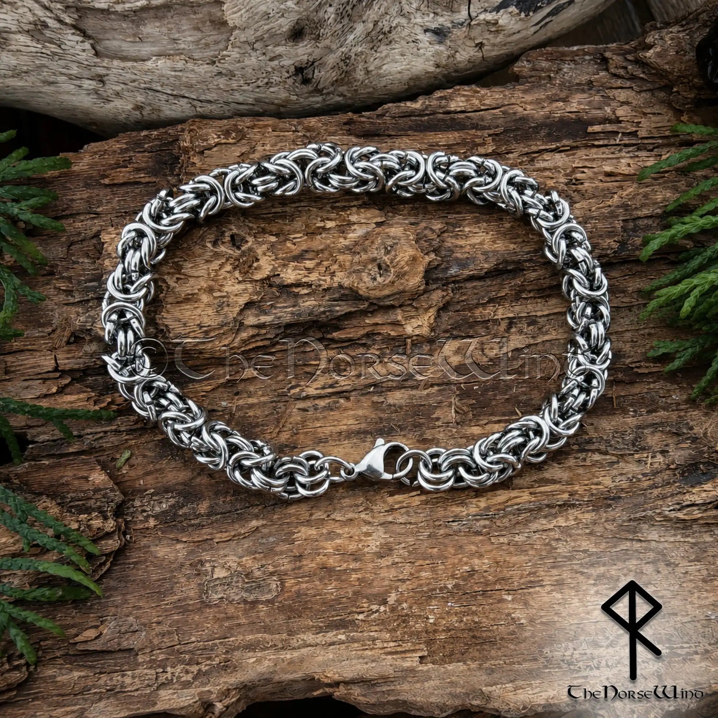 Men’s Byzantine Chain Viking Bracelet – 7mm Solid Stainless Steel King Chain