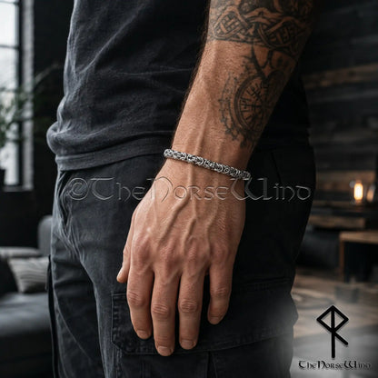 Men’s Byzantine Chain Viking Bracelet – 7mm Solid Stainless Steel King Chain