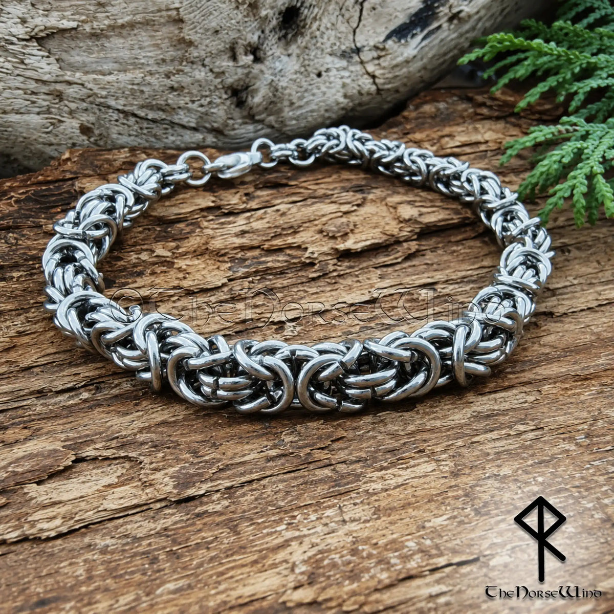 Men’s Byzantine Chain Viking Bracelet – 7mm Solid Stainless Steel King Chain