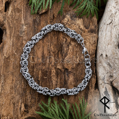 Men’s Byzantine Chain Viking Bracelet – 7mm Solid Stainless Steel King Chain