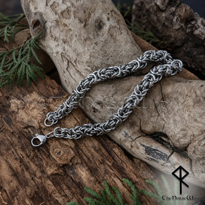 Men’s Byzantine Chain Viking Bracelet – 7mm Solid Stainless Steel King Chain