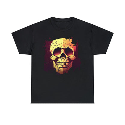 T-Shirt mit geknacktem Totenkopf und Gothic-Print