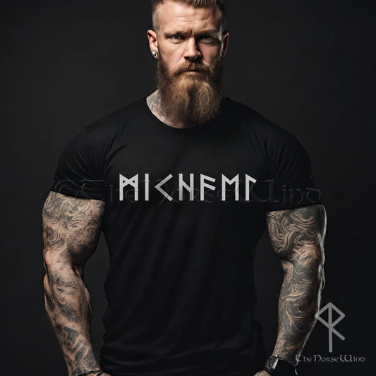 NAME in RUNES Viking T-Shirt, Personalized Futhark Runes Tee