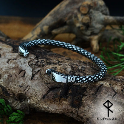 Nidhogg Dragon Viking Armring - Stainless Steel Norse Bracelet