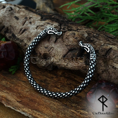 Nidhogg Dragon Viking Armring - Stainless Steel Norse Bracelet