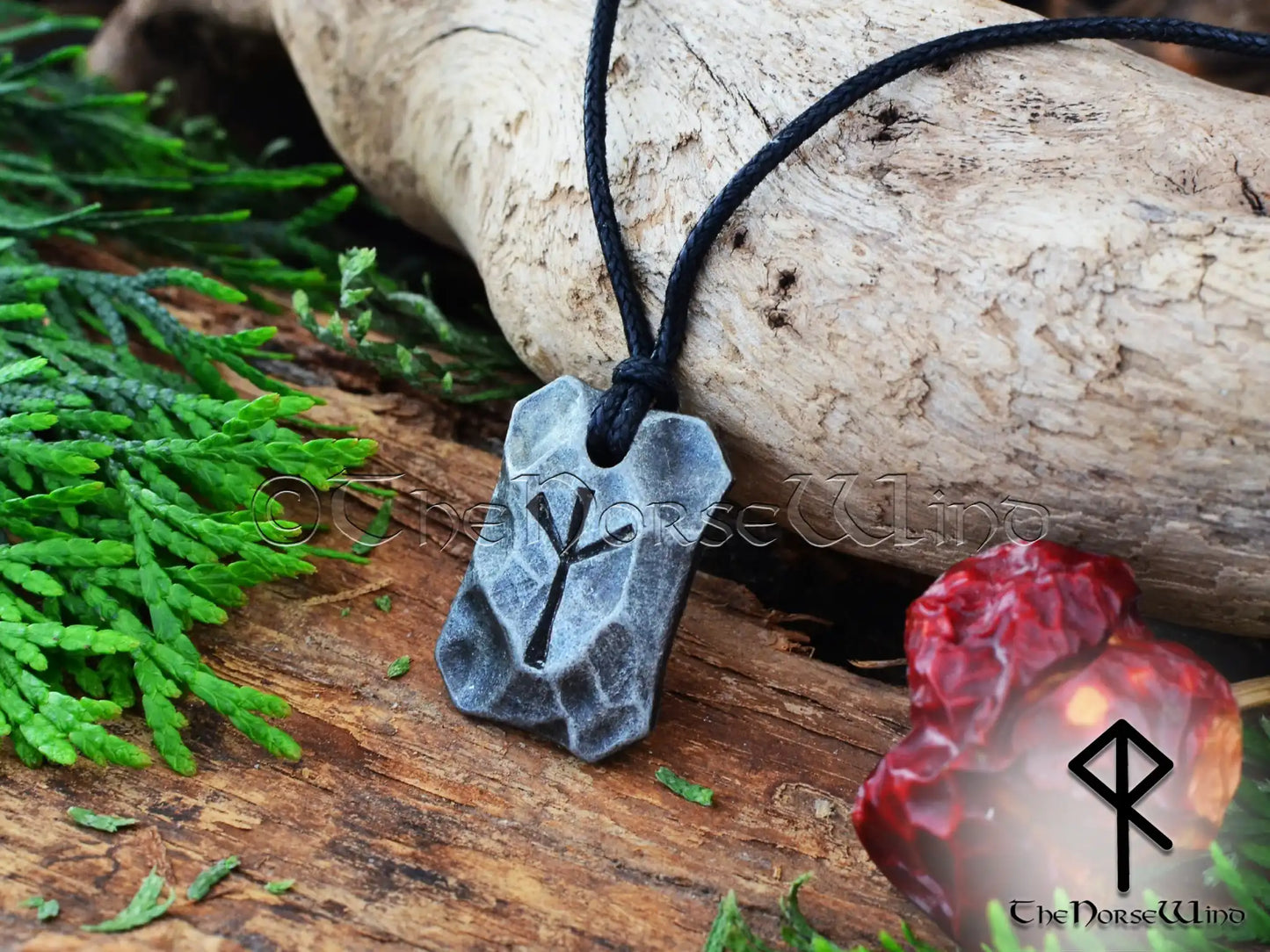 Hand-Forged Viking Runes Pendant, Hammered Iron Necklace | The Norse Wind