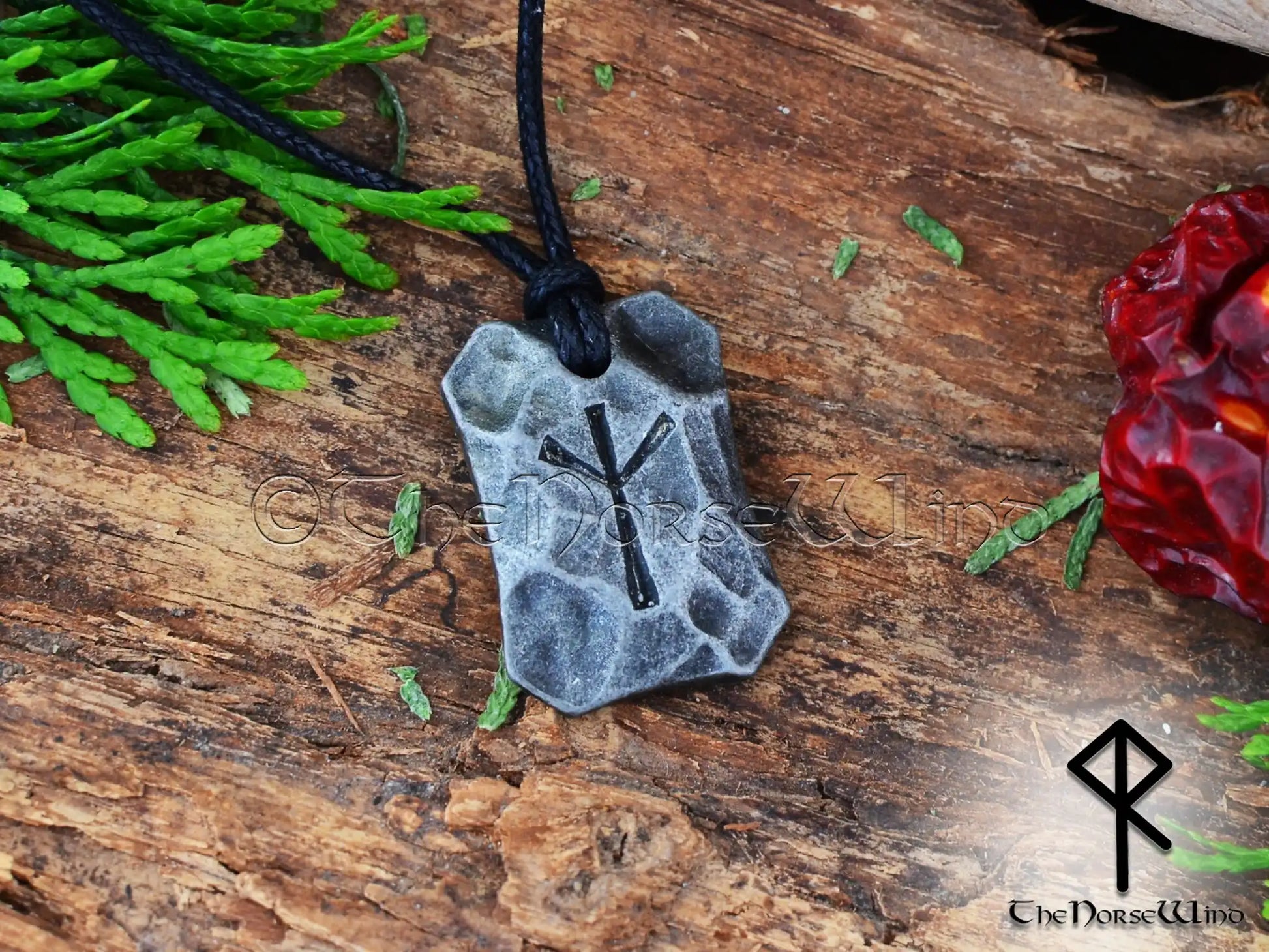 Hand-Forged Viking Runes Pendant, Hammered Iron Necklace | The Norse Wind