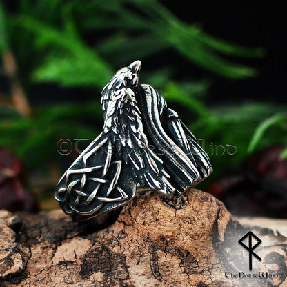 Odin and Ravens Viking Ring - Handcrafted Stainless Steel Norse Jewelry