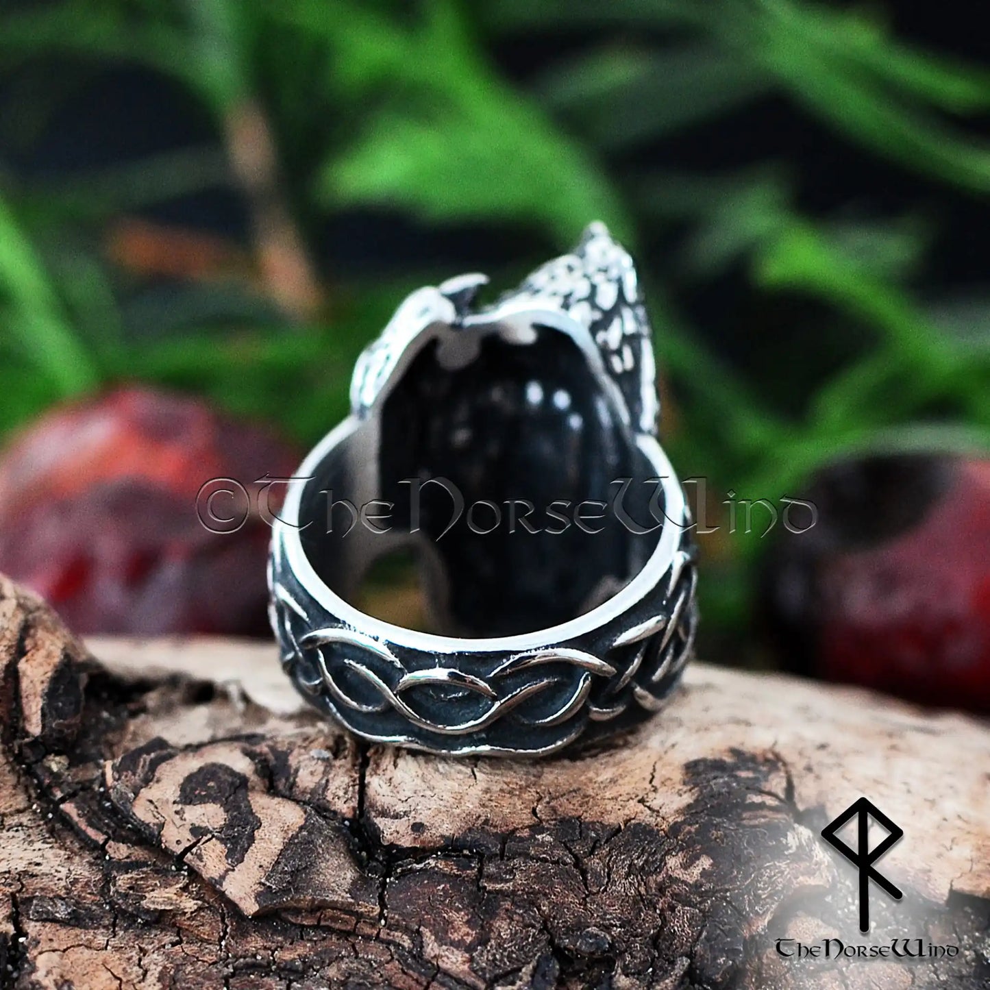 Odin and Ravens Viking Ring - Handcrafted Stainless Steel Norse Jewelry