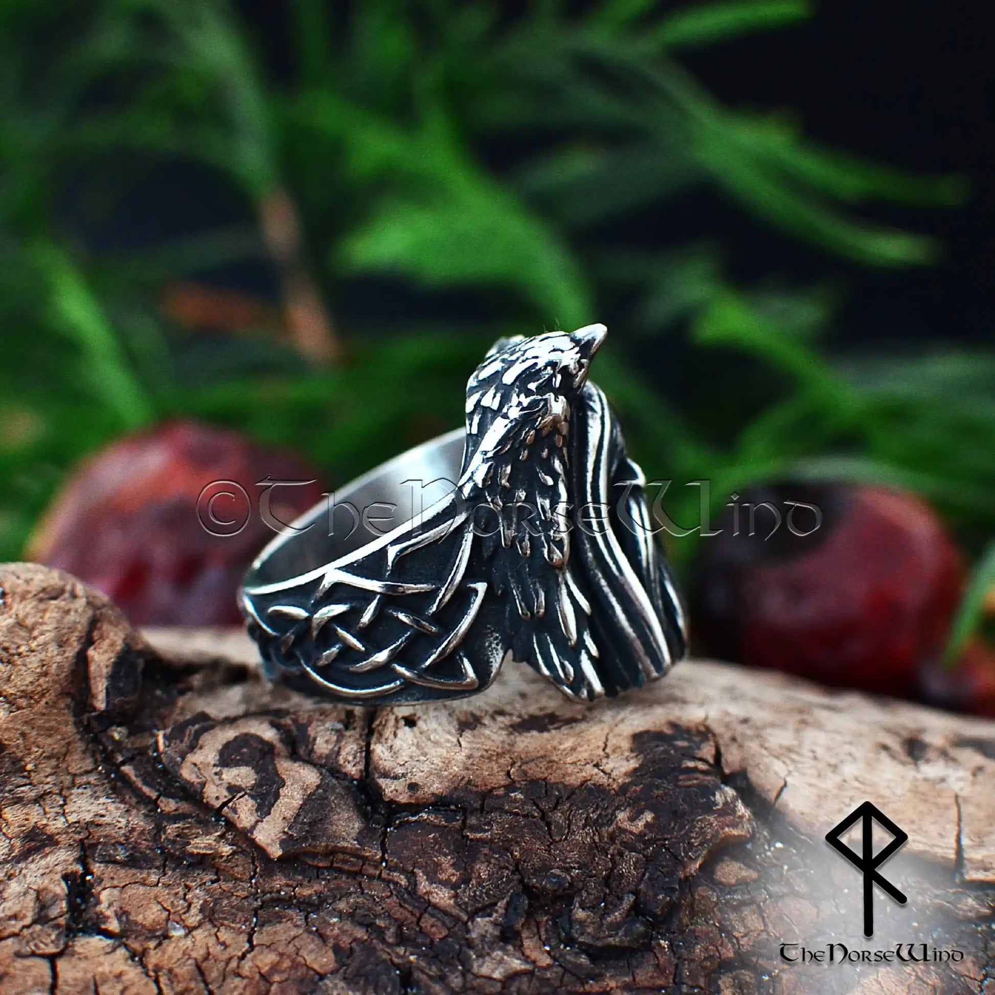 Odin and Ravens Viking Ring - Handcrafted Stainless Steel Norse Jewelry