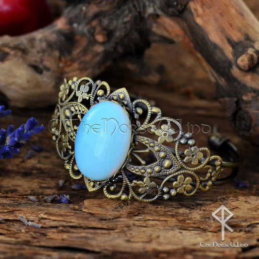 Opalit-Armband: Mittelalterliche Bronze-Manschette, Wikinger-Schmuck für Frauen