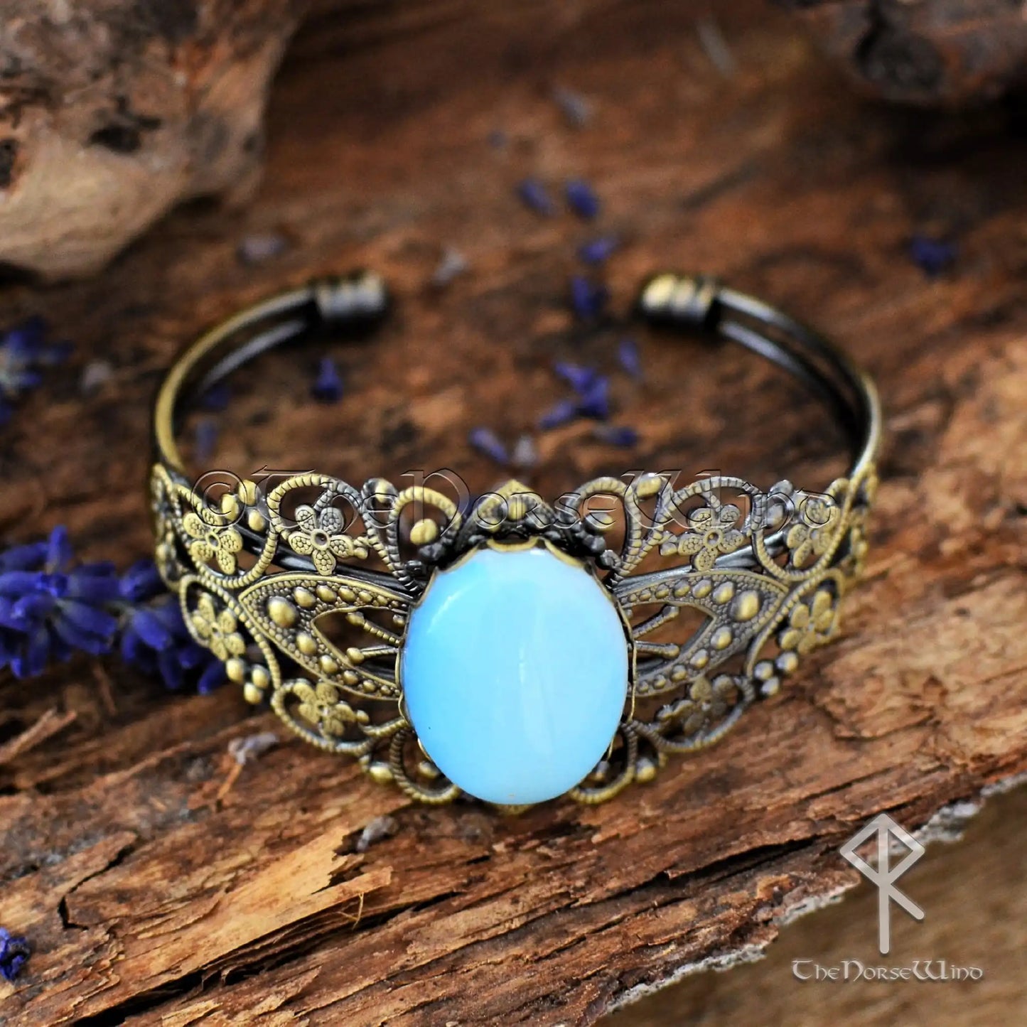 Opalit-Armband: Mittelalterliche Bronze-Manschette, Wikinger-Schmuck für Frauen