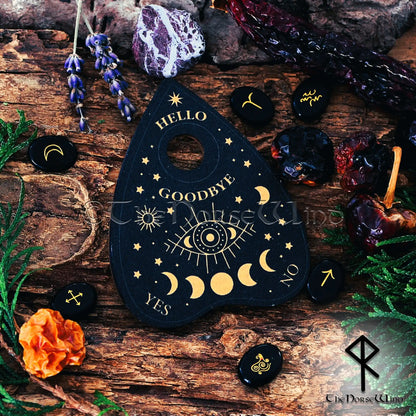 Ouija Board Planchette - Black Wooden Wicca Spirit Board Tool