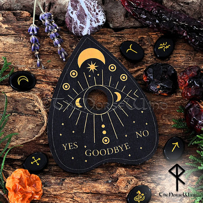 Ouija Board Planchette - Black Wooden Wicca Spirit Board Tool