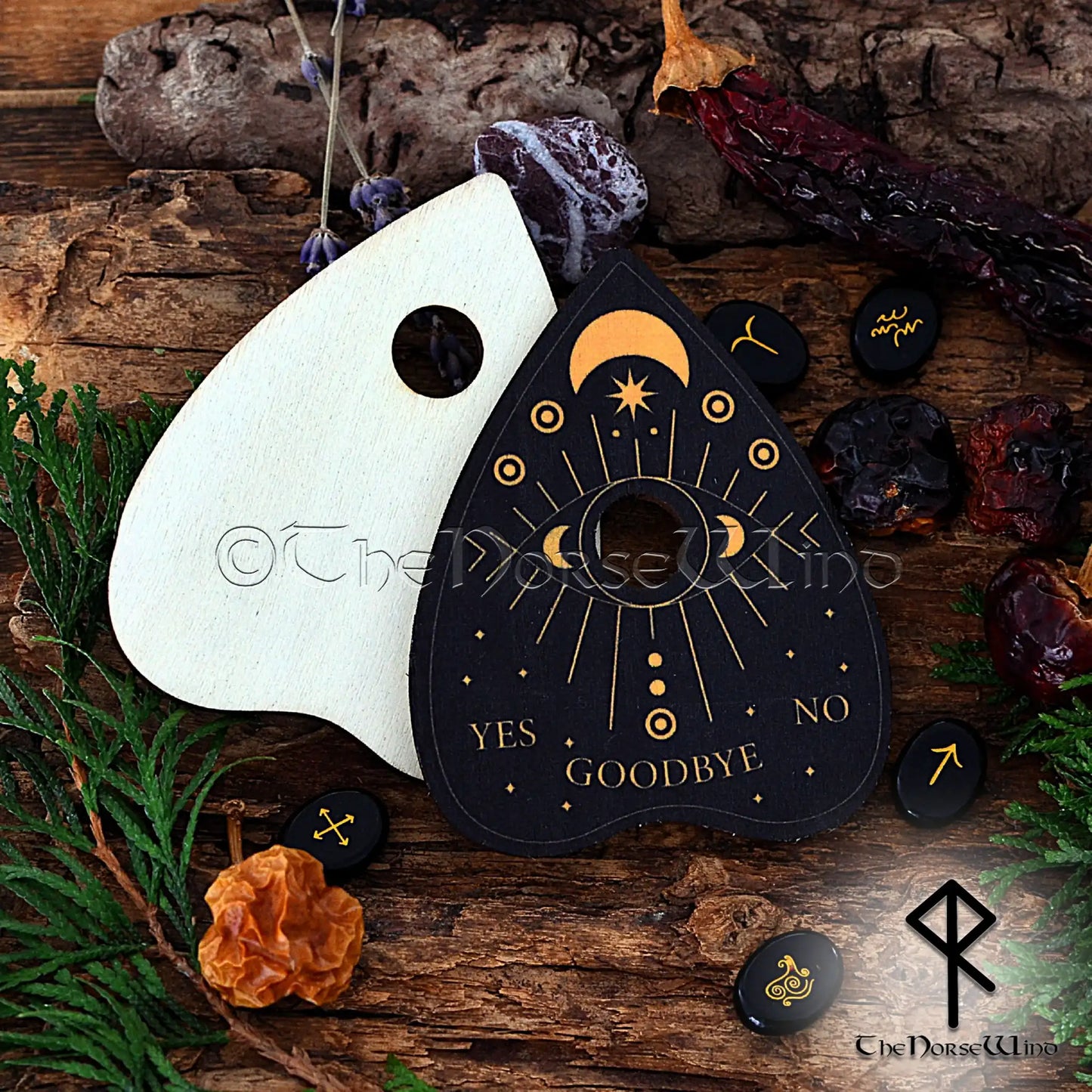 Ouija Board Planchette - Black Wooden Wicca Spirit Board Tool