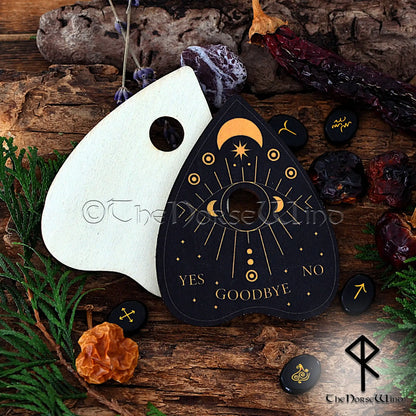 Ouija Board Planchette - Black Wooden Wicca Spirit Board Tool