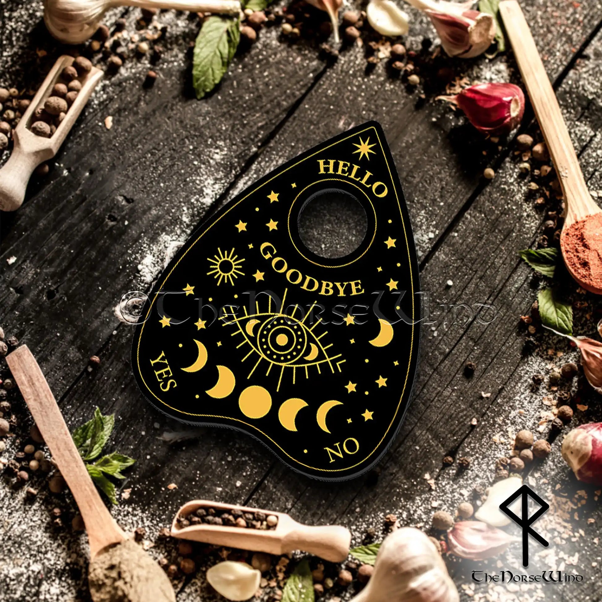 Ouija Board Planchette - Black Wooden Wicca Spirit Board Tool