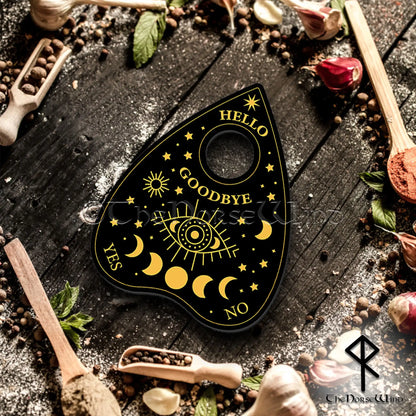 Ouija Board Planchette - Black Wooden Wicca Spirit Board Tool