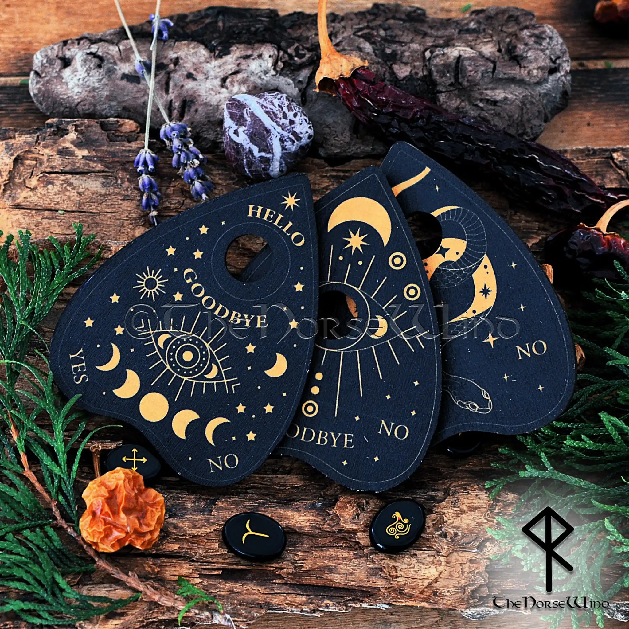 Set Tavola Ouija In Legno Nero 30x19 Cm Con Planchette – Gioco Spiritico Per Halloween, Regalo Per Amanti Dell’Occulto