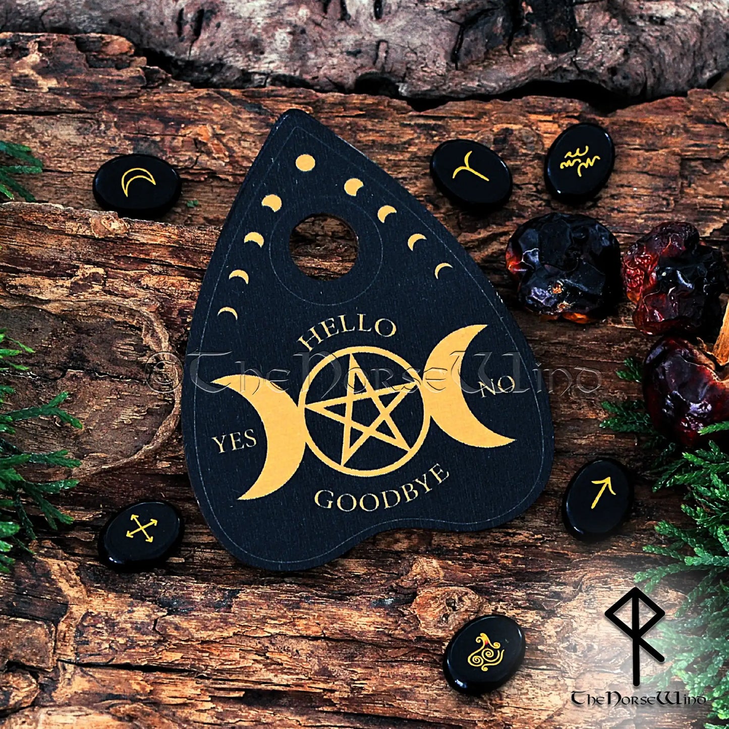 Ouija Board Planchette - Black Wooden Wicca Spirit Board Tool