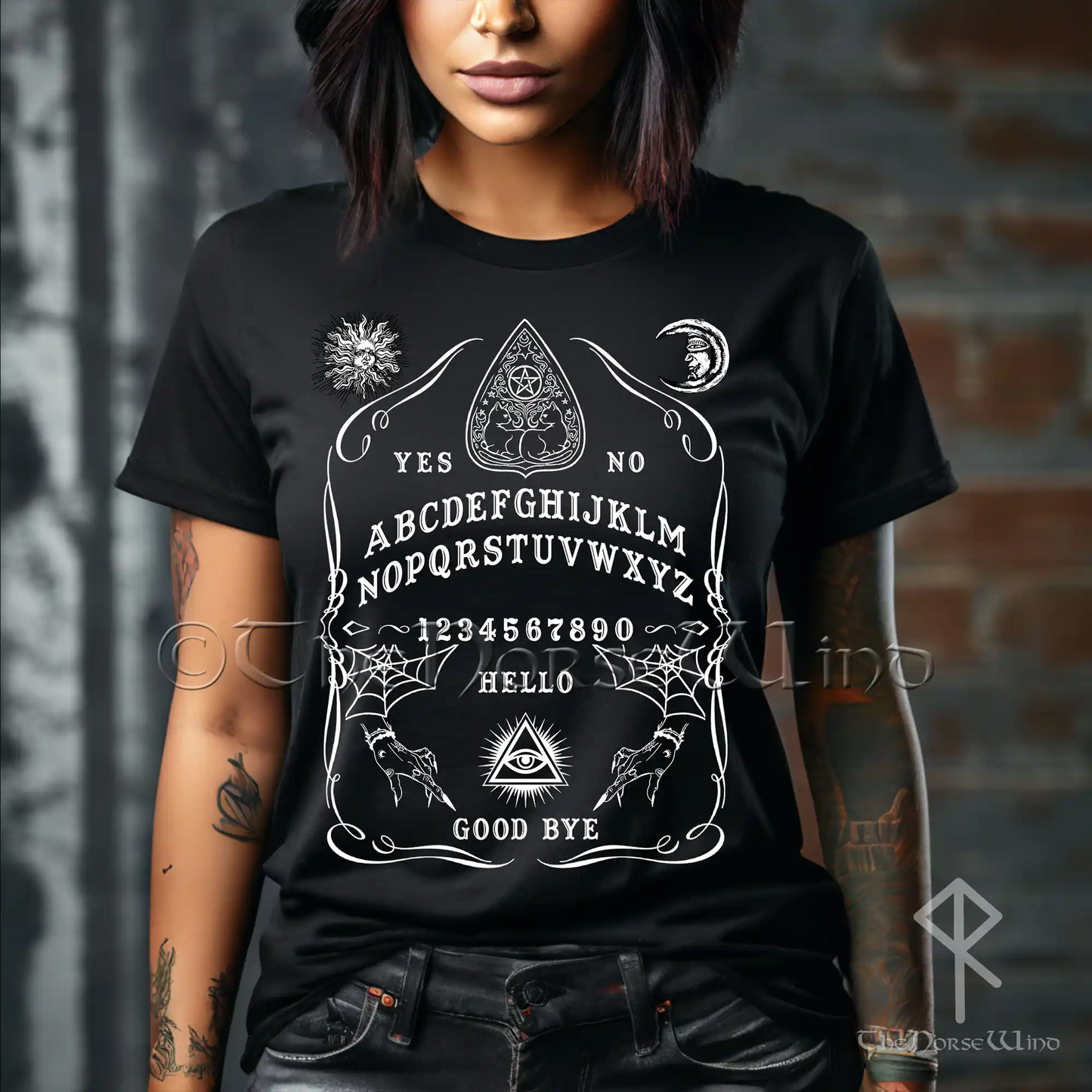 Ouija Board T-Shirt, Schwarzes Gothic T-Shirt, Wicca Kleidung Unisex S-5XL