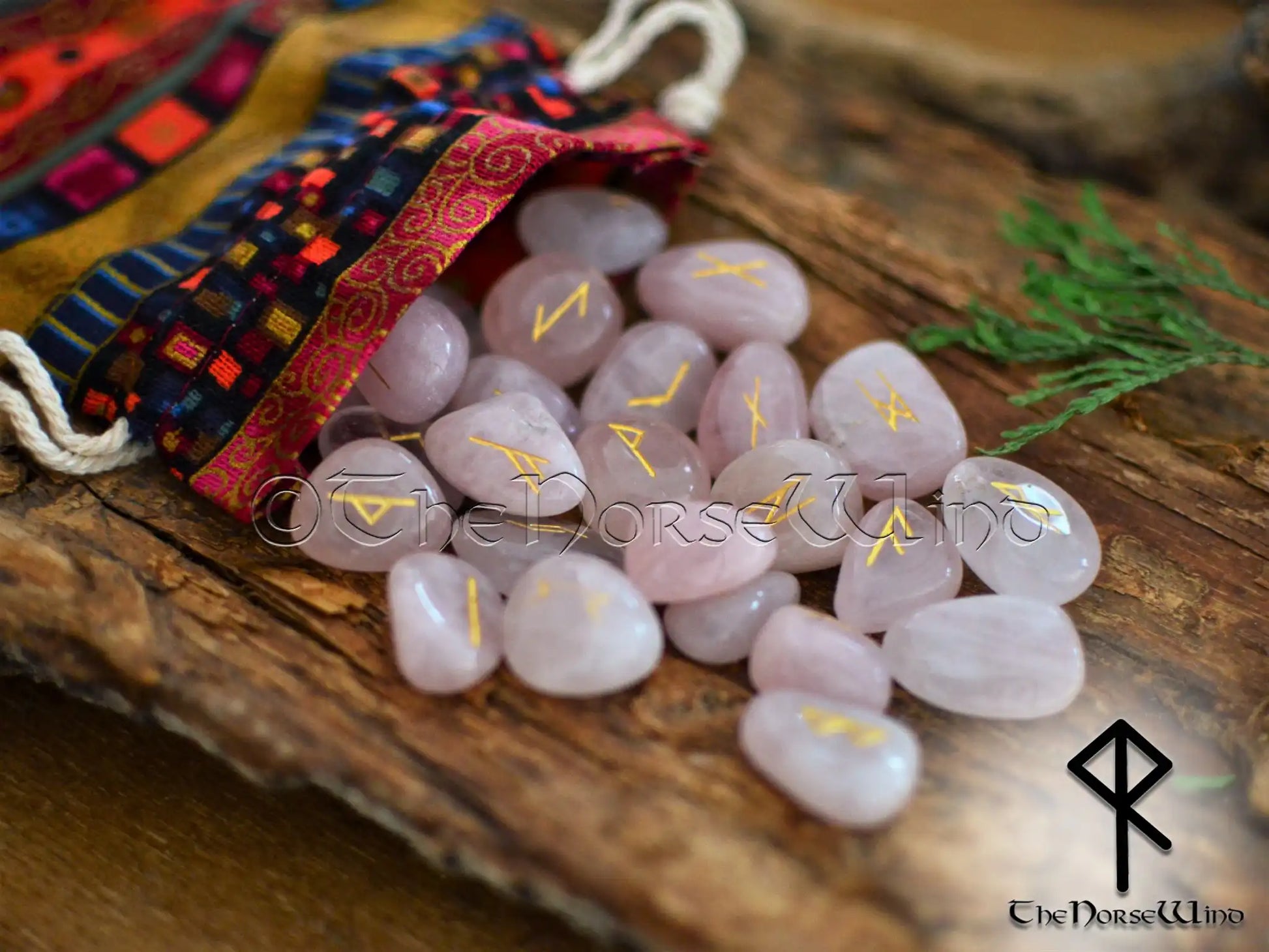 Rose Quartz Runes Set - Viking Futhark Rune Stones | The Norse Wind