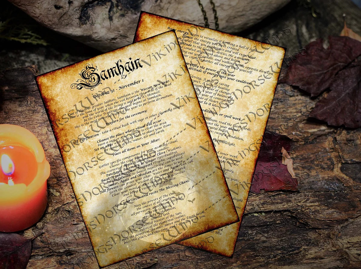 Samhain Ritual Grimoire Pages, Halloween Printable Book of Shadows Pages, Wheel of The Year Wiccan Spells, BOS, Witch Blessing Ceremony TheNorseWind