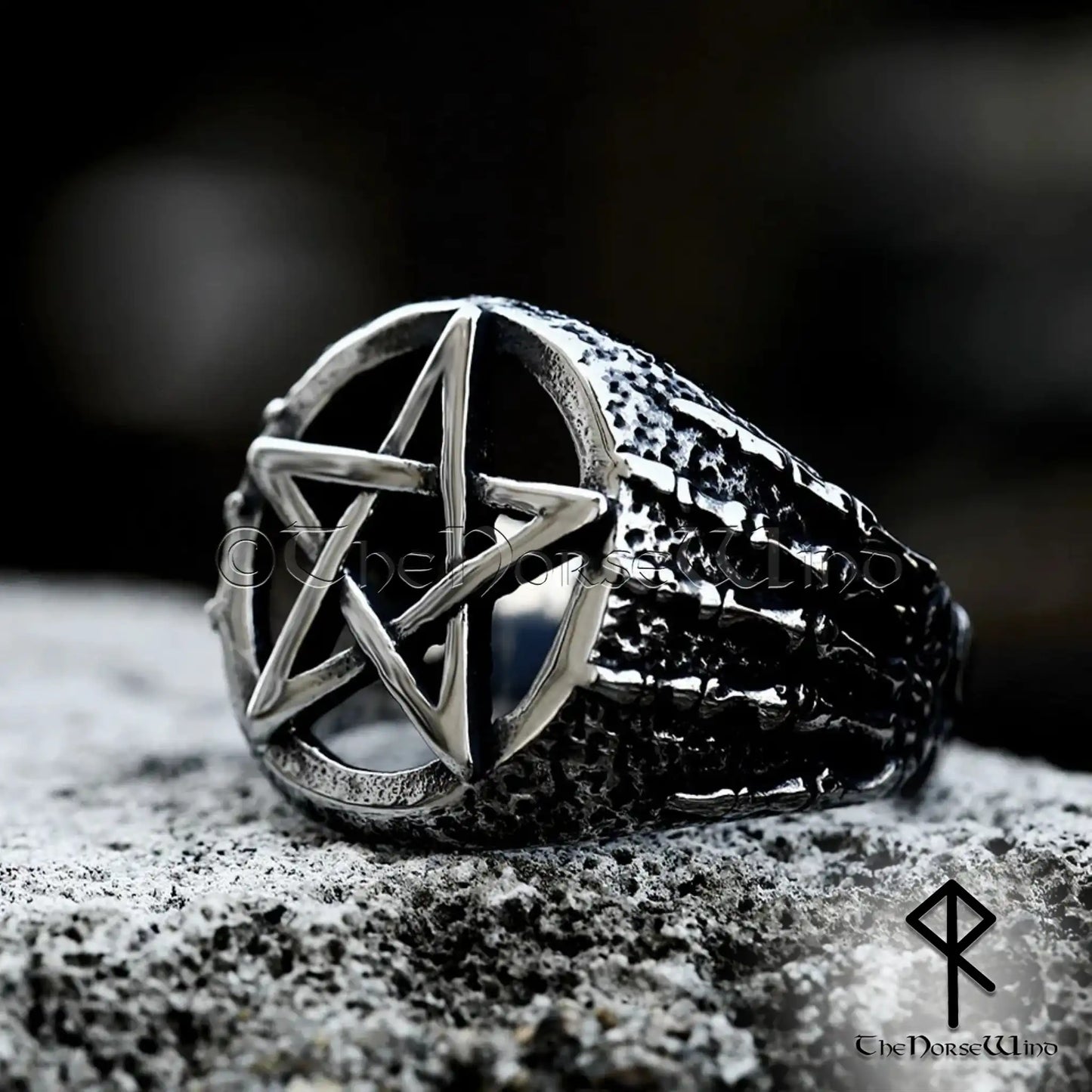 Gothic Pentagram Ring – 316L Stainless Steel Men’s Biker Signet