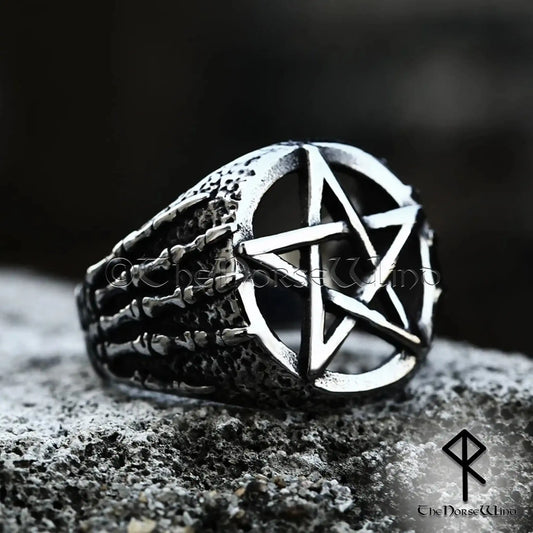 Gothic Pentagram Ring – 316L Stainless Steel Men’s Biker Signet