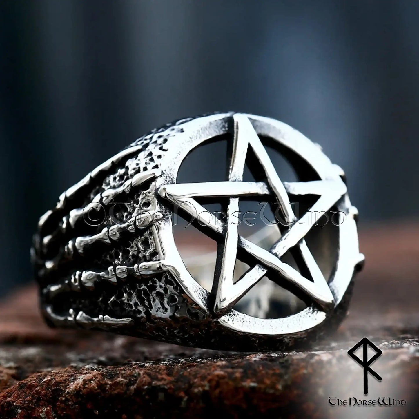 Gothic Pentagram Ring – 316L Stainless Steel Men’s Biker Signet