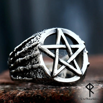 Gothic Pentagram Ring – 316L Stainless Steel Men’s Biker Signet