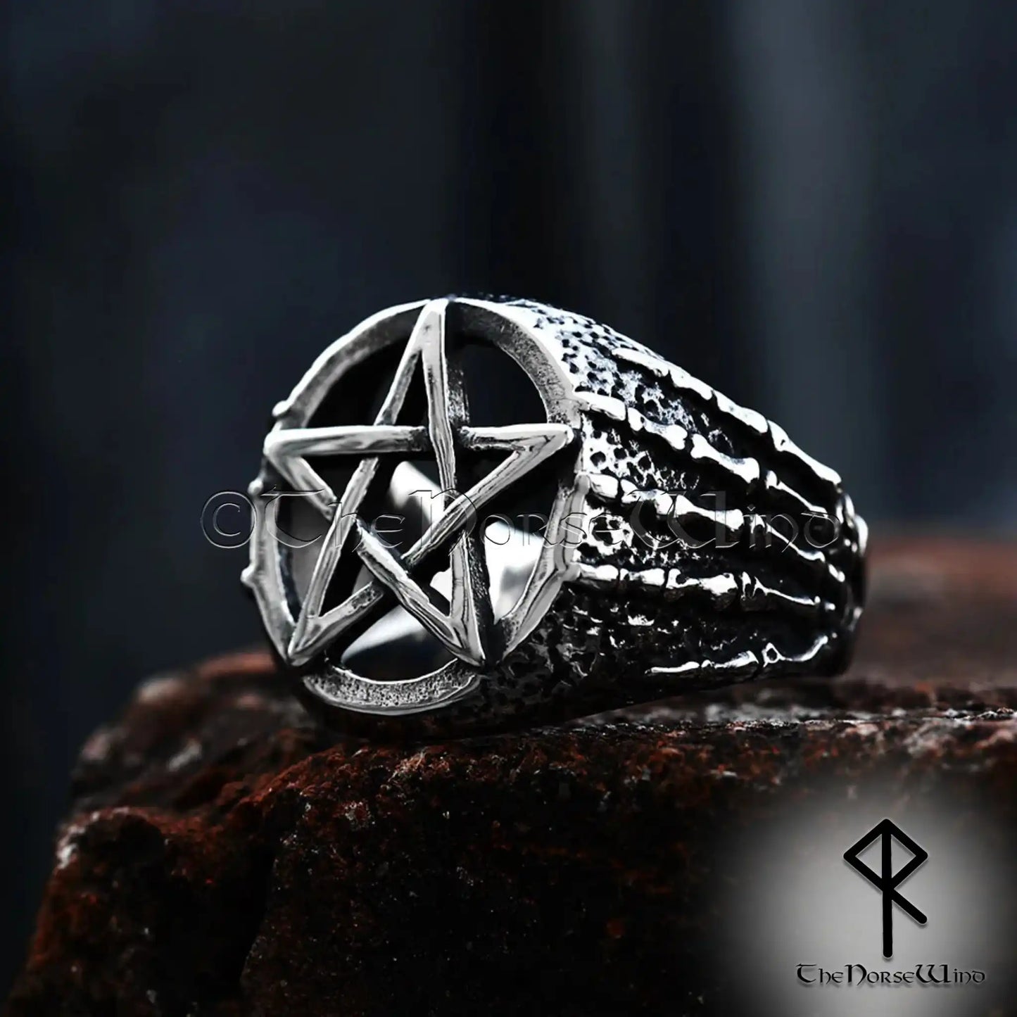 Gothic Pentagram Ring – 316L Stainless Steel Men’s Biker Signet