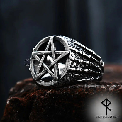 Gothic Pentagram Ring – 316L Stainless Steel Men’s Biker Signet