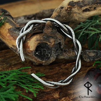 Viking Dragon Skin Bracelet Twisted Silver Arm Ring