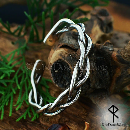 Viking Dragon Skin Bracelet Twisted Silver Arm Ring